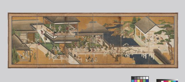 일본의 놀이 문화를 보여주는 ‘저내유락도’의 왼쪽 병풍. /사진제공=국립중앙박물관