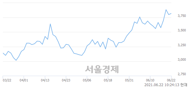 <유>티에이치엔, 3.03% 오르며 체결강도 강세 지속(174%)