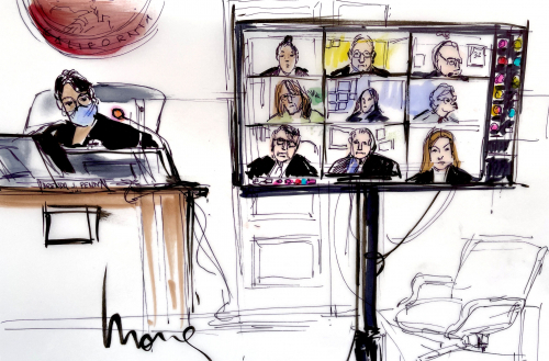 23일 LA 법원에서 열린 브리트니 스피어스의 친부 후견인 지위 박탈 요청 심리. /AFP연합뉴스