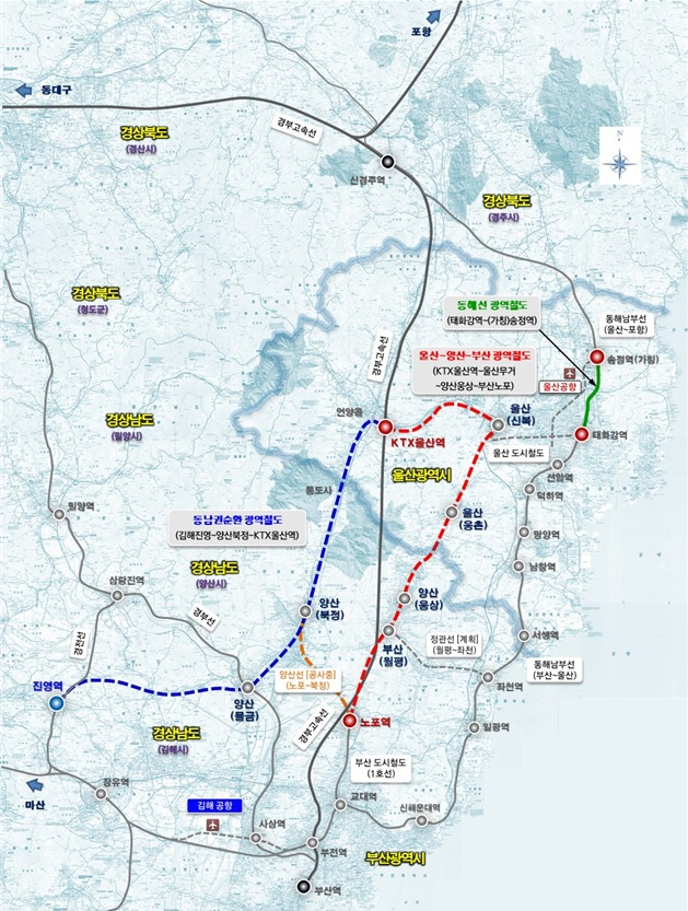 울산권 광역철도 위치도. /위치도=울산시