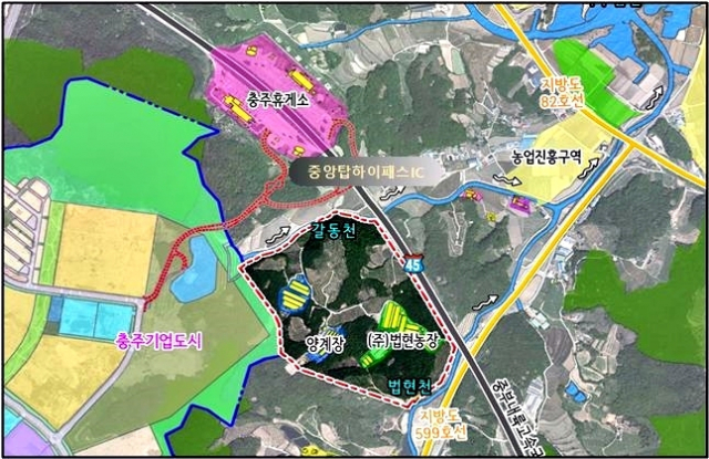 충주시가 오는 2025년까지 조성하게 될 법현산업단지(사선안) 위치도. 사진제공=충주시