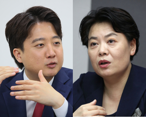 이준석(오른쪽) 국민의힘 대표와 윤희숙 의원./연합뉴스