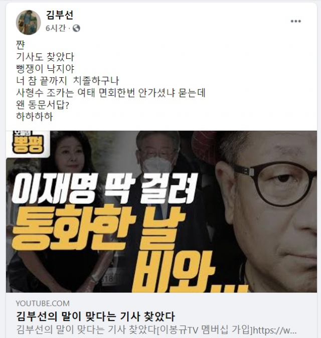 김부선 '기사도 찾았다, 뻥쟁이'…이재명 '盧49재 발언' 반박