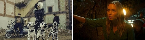 엠마 스톤이 주연을 맡은 영화 ‘크루엘라’(왼쪽)와 에밀리 블런트 주연의 ‘정글 크루즈’. /=월트디즈니 제공