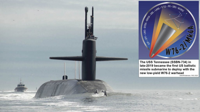 미 해군 핵잠수함 테네시호가 저위력 핵탄두를 탑재한 잠수함발사탄도미사일(SLBM)인 트라이던트-Ⅱ미사일을 싣고 지난 2019년 하반기 임무작전에 나서는 모습(사진제공=미 해군)