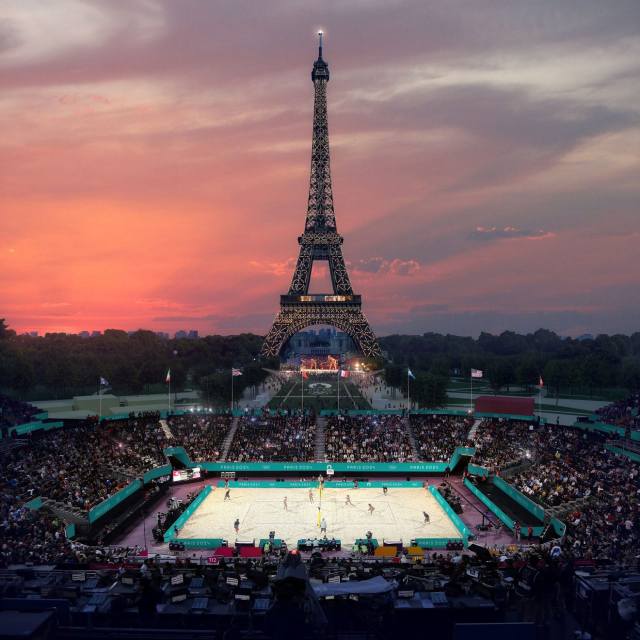 에펠탑 앞에 마련될 비치발리볼 경기장. /2024 파리 올림픽 조직위