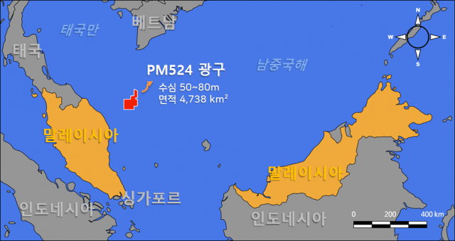 말레이시아 동부 해상에 위치한 PM524 광구./사진 제공=포스코인터내셔널