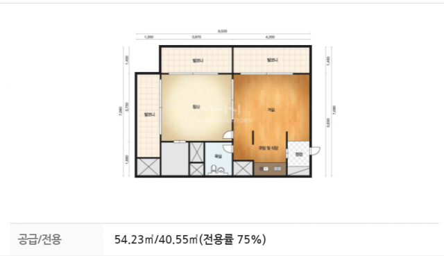 강남구 삼성힐스테이트2단지 전용 40.55㎡ 평면도./네이버부동산 캡처