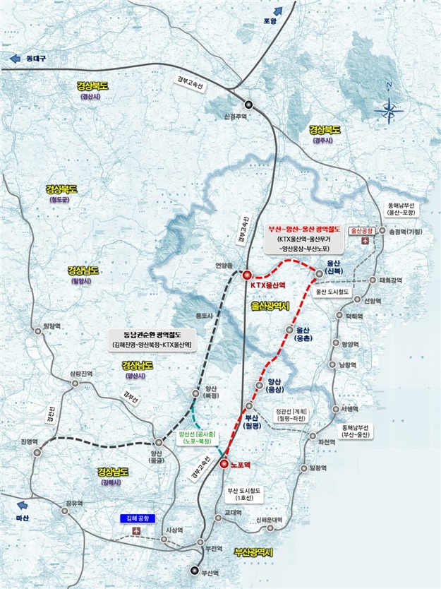 울산~양산~부산 광역철도 위치도. /위치도=울산시
