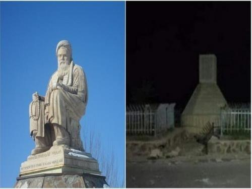 18일 인도 ANI통신과 AP통신 등에 따르면 아프간 중부 바미안주에 있던 하자라족 지도자 압둘 알리 마자리의 석상이 탈레반에 의해 파괴됐고 관련 사진이 소셜미디어(SNS)에서 확산하고 있다. /연합뉴스