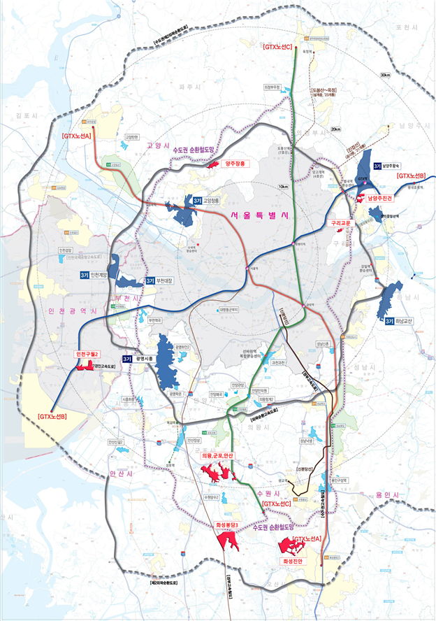 수도권 신규 공공택지 위치도