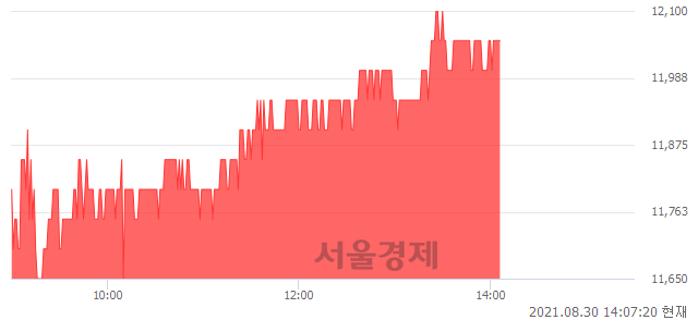 <코>펩트론, 3.43% 오르며 체결강도 강세 지속(130%)