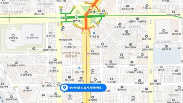 부산이동·플랫폼노동자 지원센터 도담도담 위치도./사진제공=부산시