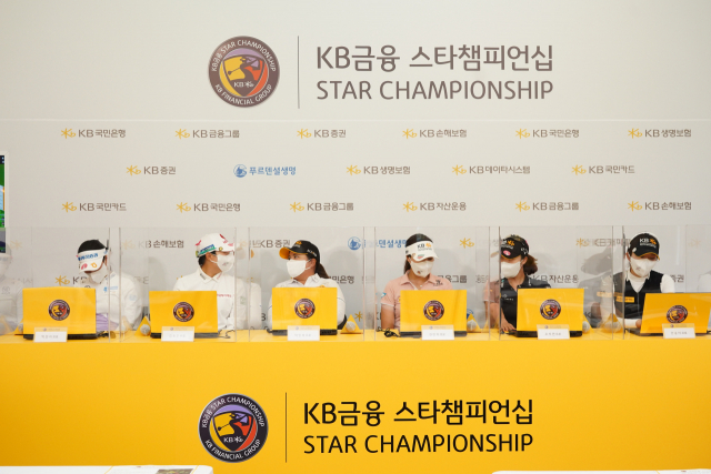 미디어데이 행사를 참석한 선수들. 왼쪽부터 박민지, 김효주, 박인비, 전인지, 오지현, 안송이. /사진 제공=KLPGA