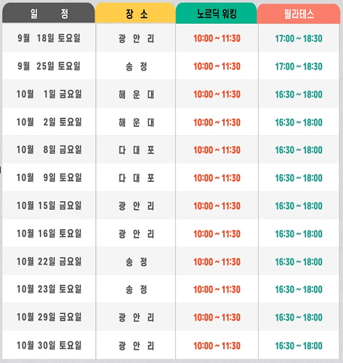 가을 해양치유 프로그램 일정./사진제공=부산시