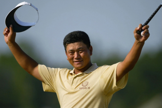 PGA 투어 한국인 첫 우승을 차지한 2002년 5월 컴팩 클래식. /아시아프로골프투어 홈페이지