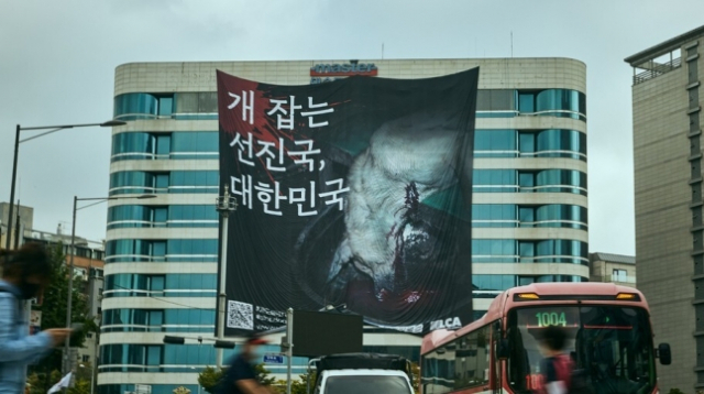 '개 잡는 선진국, 대한민국' 서울 한복판에 걸린 현수막