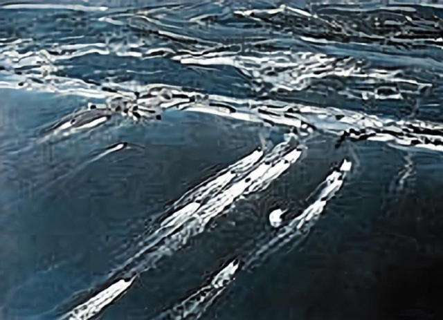 미 해군 1사단의 상륙장갑차, 상륙주정 등이 1950년 10월 26일 북한 원산에 상륙하고 있다. 흑백원본 사진을 서울경제신문이 리마스터한 뒤 컬러이미지로 변환했다. /사진출처=미 해군 역사·문화유산 사령부