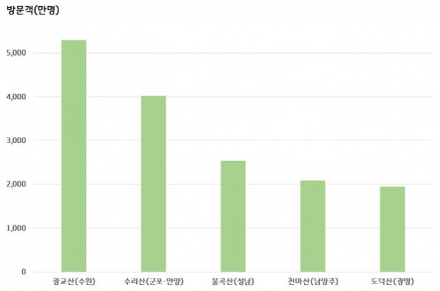 방문인원 상위 5개 산