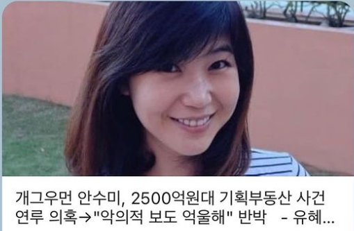 기획부동산 기사에 사진 도용된 강수정 '올린 사람들 다 내리시길'