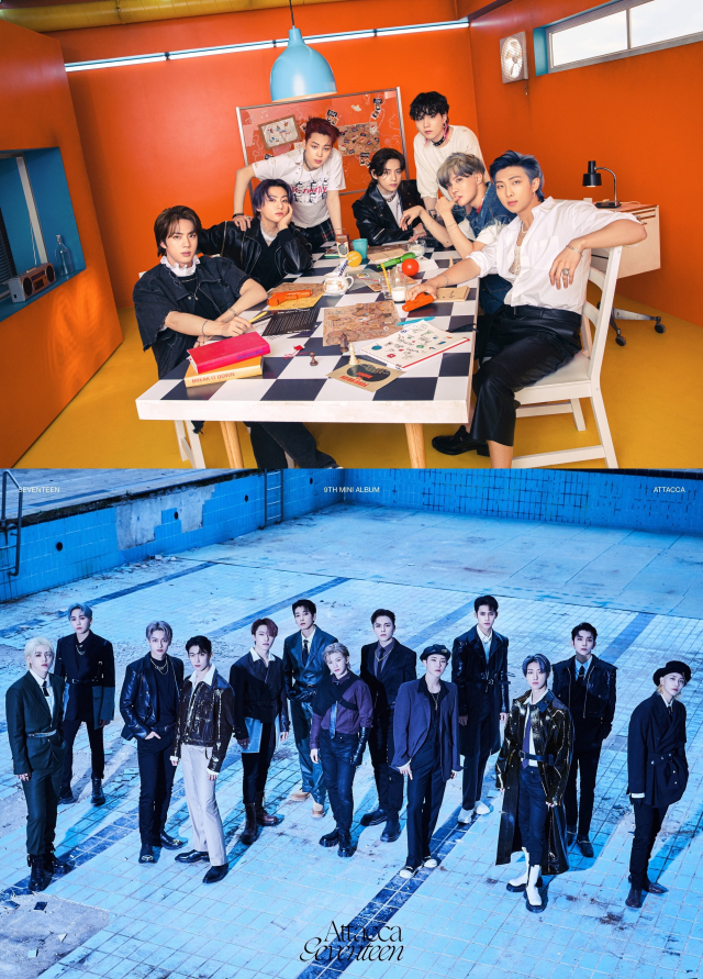 '하이브 레이블즈' 방탄소년단·세븐틴, 국내 음반 첫 주 판매량 톱10 장악