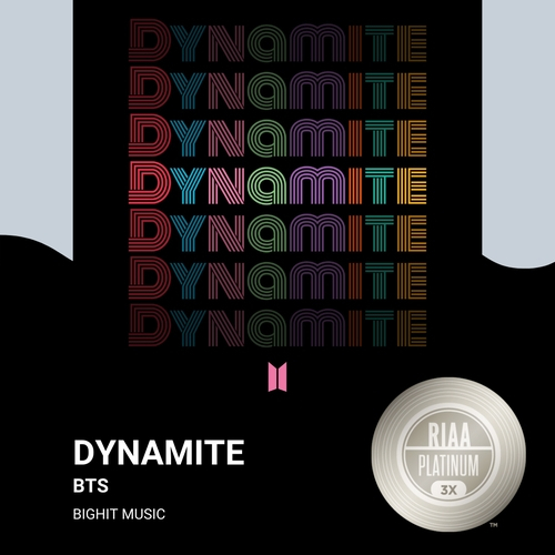 미국레코드산업협회(RIAA)가 그룹 방탄소년단(BTS)의 히트곡 ‘다이너마이트’에 트리플 플래티넘을 인증했다. /사진 제공=RIAA