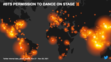 ‘BTS 퍼미션 투 댄스 온 스테이지 - LA’ 관련 글로벌 트위터의 트렌드 맵. /사진 제공=트위터