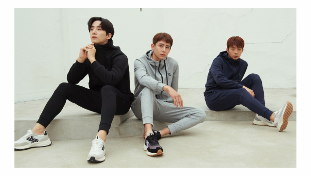 젝시믹스 모델인 남성그룹 2PM의 준호(왼쪽부터), 닉쿤, 우영/사진 제공=브랜드엑스코퍼레이션