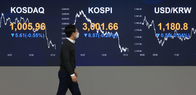 사진은 13일 오후 여의도 KB국민은행 딜링룸 모습./연합뉴스