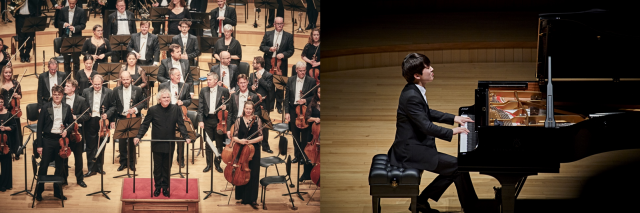 롯데콘서트홀의 2022년 ‘월드 클래스 콘서트 시리즈’의 대미를 장식할 세계적인 지휘자 사이먼 래틀과 런던 심포니 오케스트라(왼쪽), 그리고 협연자로 나서는 피아니스트 조성진/사진=롯데콘서트홀