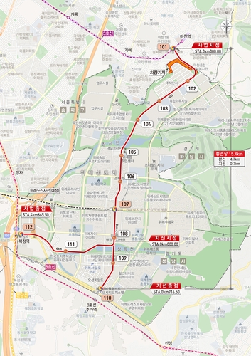 위례선 노선 기본계획. /자료=서울시