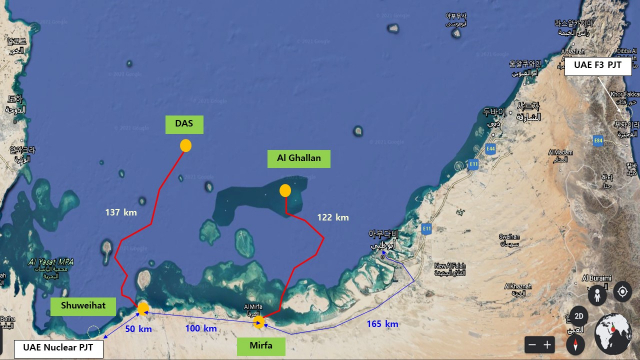 UAE HVDC 해저송전망 위치도 / 삼성물산