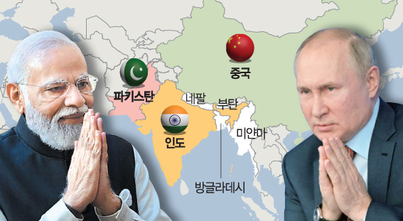 [글로벌WHY] 모디·푸틴 ‘브로맨스’…印, 中 맹방 파키스탄 견제하고 러는 美 동맹 균열 노림수