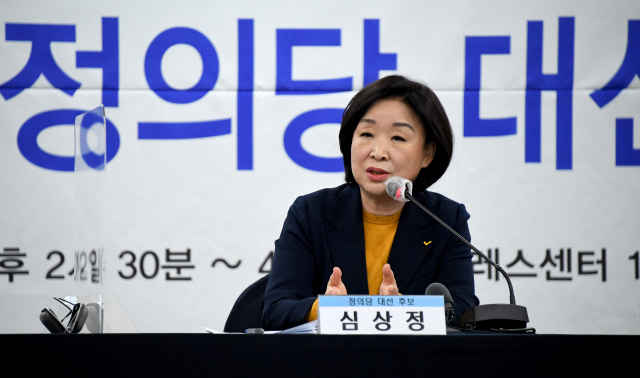 심상정 정의당 대선 후보가 지난 12일 한국프레스센터에서 열린 토론회에서 발언하고 있다. / 권욱 기자