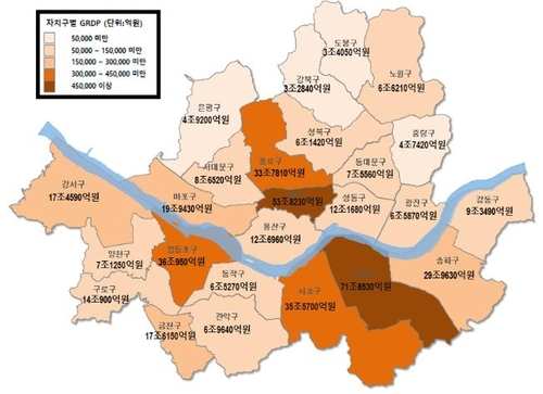 2019년 기준 자치구별 GRDP. /자료 제공=서울시