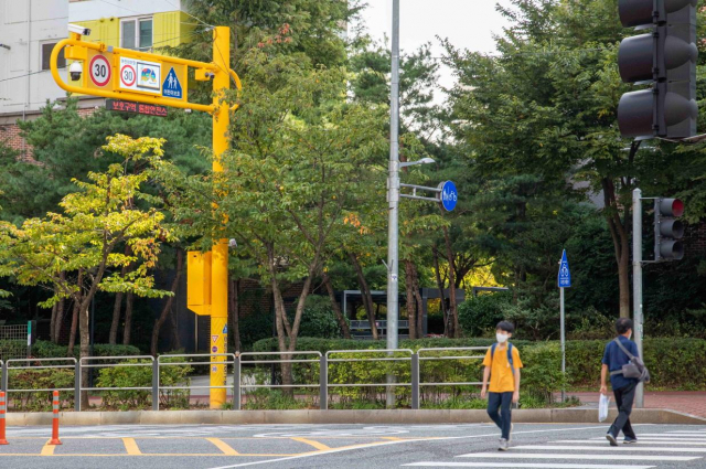 서울 구로구의 초등학교 앞에 설치된 스마트폴 모습. /사진 제공=구로구