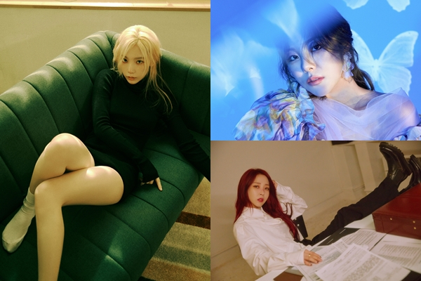 소녀시대 태연, 마마무 휘인, 문별(왼쪽부터 시계방향으로) / 사진=SM엔터테인먼트, 더 라이브, RBW 제공
