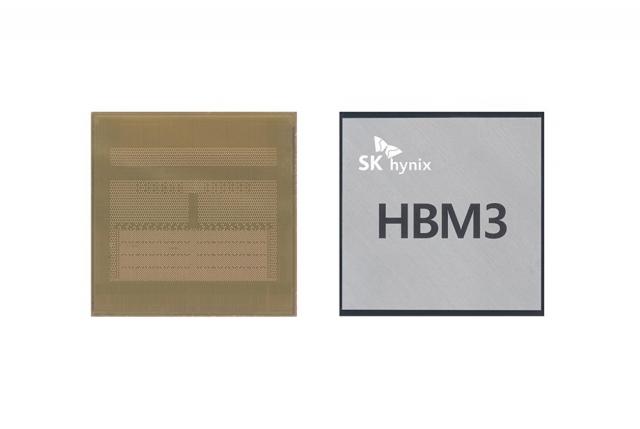 SK하이닉스 HBM3. 이 칩 안에 12개 D램 다이가 쌓여있습니다. 집적도를 높여 대역폭을 극대화 한게 장점입니다./사진제공=SK하이닉스