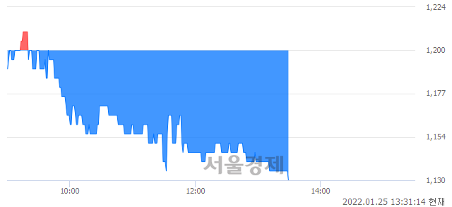 <유>태양금속, 장중 신저가 기록.. 1,135→1,130(▼5)