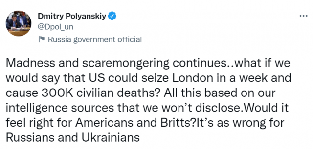 유엔주재 러시아 대사 '러의 우크라 침공은 미국이 런던 공격한다는 수준의 유언비어'