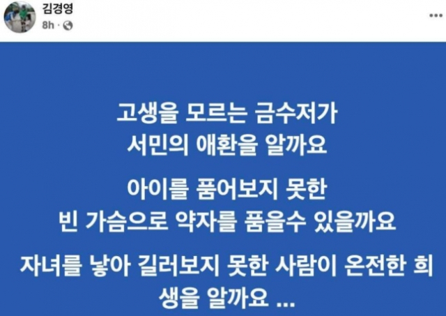 “아이 못 품은 빈 가슴' 또 김건희 겨냥한 與의원…네티즌 뿔났다