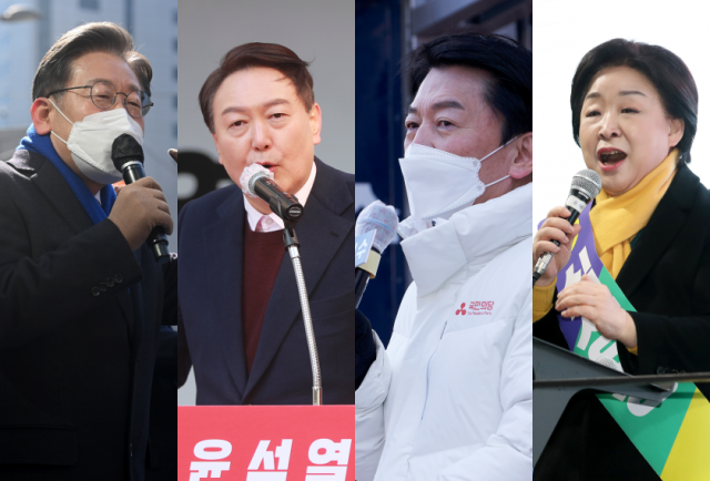 이재명(왼쪽부터)·윤석열·안철수·심상정 대선 후보 / 사진=연합뉴스