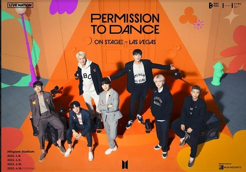 오는 4월 열리는 ‘BTS 퍼미션 투 댄스 온 스테이지 - 라스베이거스’ 콘서트 포스터. 사진 제공=빅히트뮤직