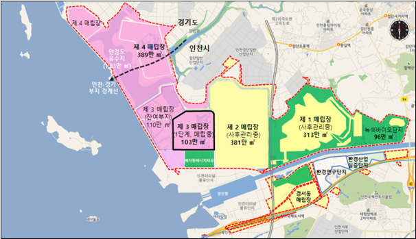 인천시 서구 백석동, 원창동 일대 수도권매립지 위치도. /그래픽 제공=인천시