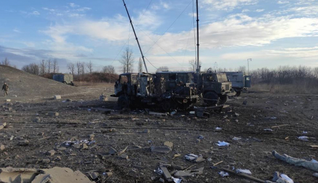 러시아 군대의 포격을 받은 우크라이나 군사기지. /EPA연합뉴스