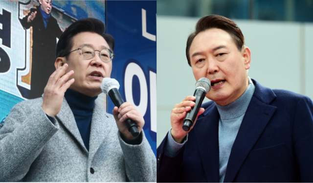 이재명(왼쪽) 더불어민주당 대선 후보와 윤석열 국민의힘 대선 후보 서울경제DB