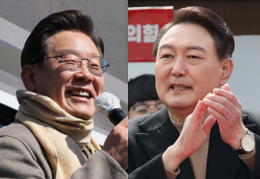 이재명(왼쪽) 더불어민주당 대선 후보와 윤석열 국민의힘 대선 후보