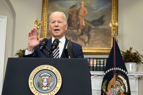 조 바이든 미국 대통령이 러시아산 원유 수입 금지조치를 발표하고 있다. AFP연합뉴스