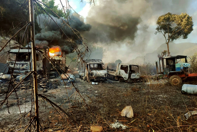민간인 30여명이 불에 탄 채 발견된 미얀마 마을. 이 사진은 기사와 직접적인 관련이 없습니다. AP연합뉴스