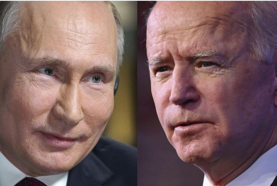 조 바이든 미국 대통령(오른쪽)과 블라디미르 푸틴 러시아 대통령. AFP연합뉴스